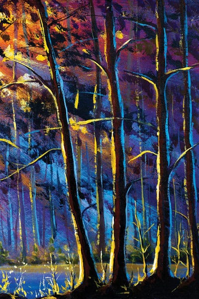 Valery Rybakow: Large Trees In Sunny Forest by Valery Rybakow