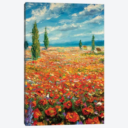 Red Flowers Landscape Canvas Print #VRY76} by Valery Rybakow Canvas Wall Art