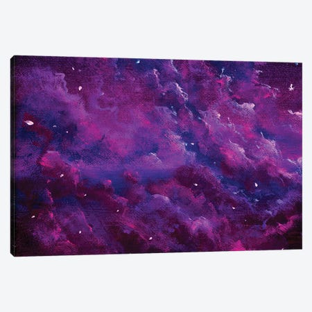 Pink Purple Fluffy Clouds In Starry Space Canvas Print #VRY776} by Valery Rybakow Canvas Art Print