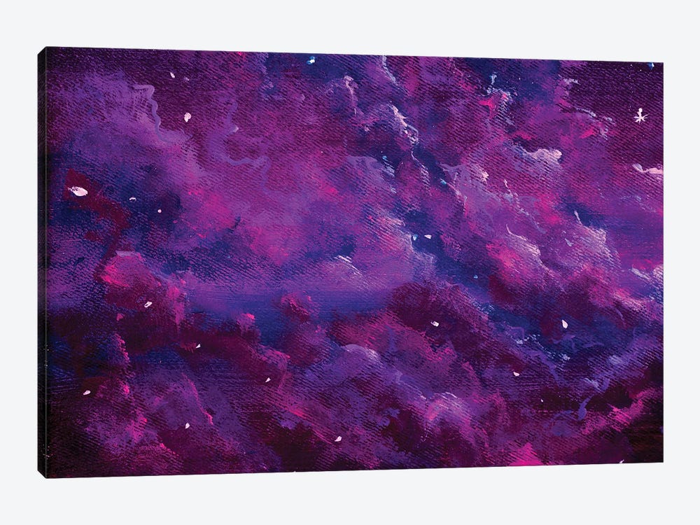 Pink Purple Fluffy Clouds In Starry Space by Valery Rybakow 1-piece Canvas Art