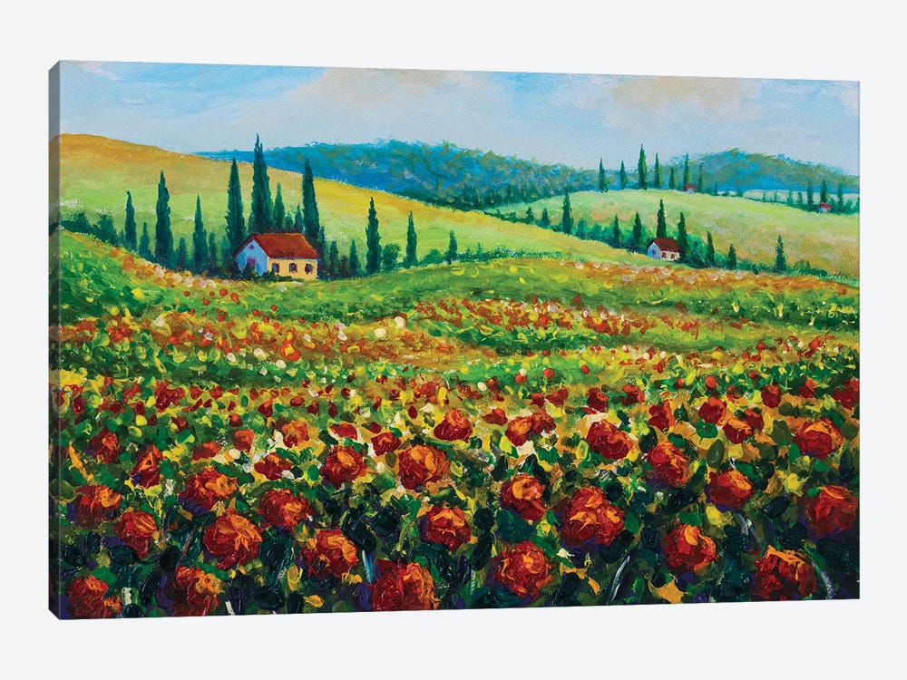 Provence Nature Landscape Fields Of Red Poppies by Valery Rybakow 1-piece Canvas Art