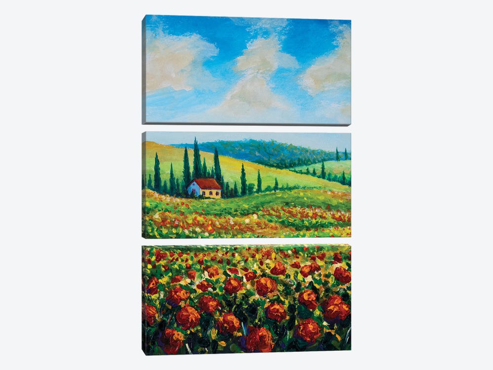 Farmland In Tuscany, Italy by Valery Rybakow 3-piece Canvas Print