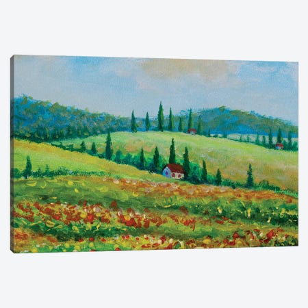 Landscape With Colorful Flowered Field In Tuscany Canvas Print #VRY783} by Valery Rybakow Art Print