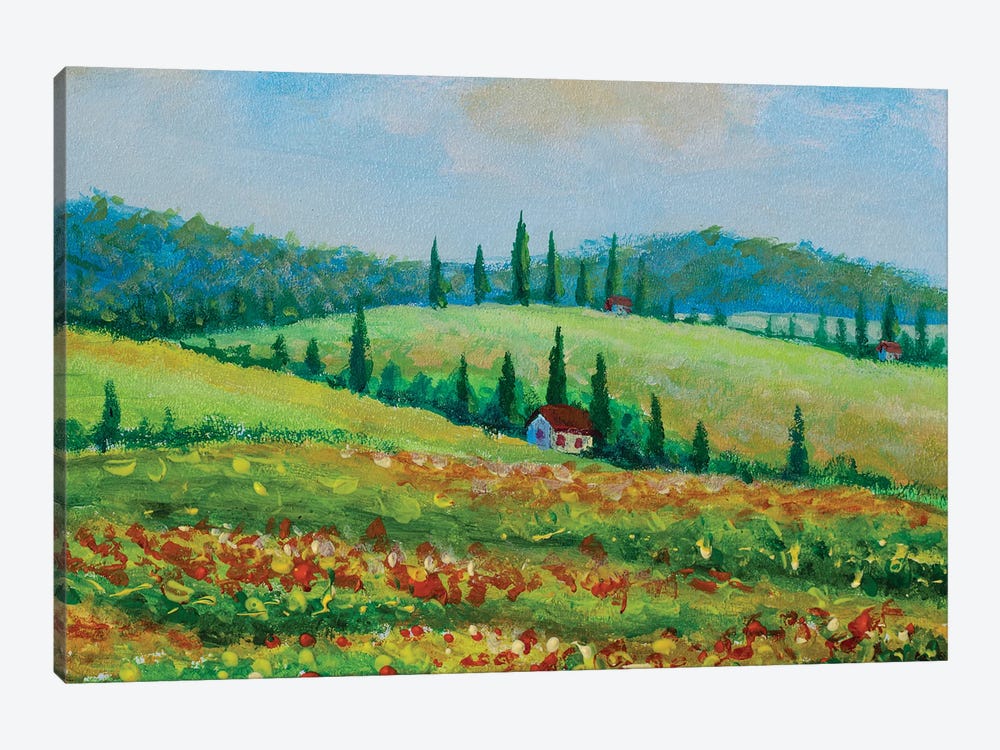 Landscape With Colorful Flowered Field In Tuscany by Valery Rybakow 1-piece Canvas Art