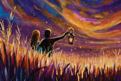 Meeting Lovers In The Romantic Night by Valery Rybakow art print