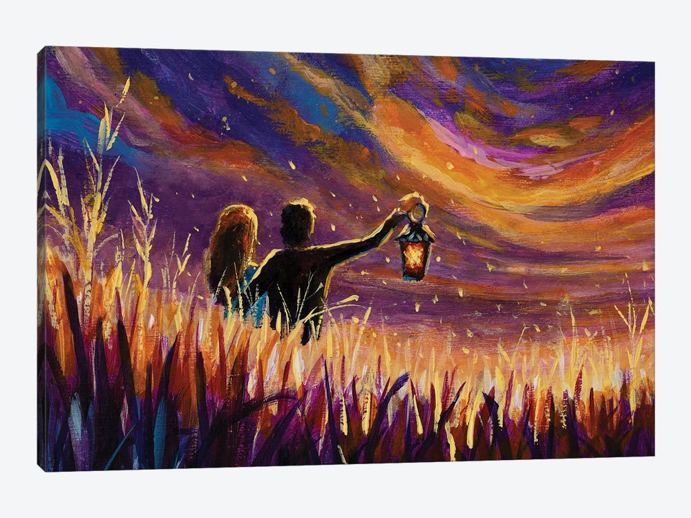 Meeting Lovers In The Romantic Night by Valery Rybakow 1-piece Canvas Artwork