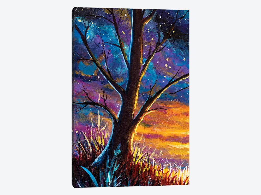 Big Tree In The Night At Sunset by Valery Rybakow 1-piece Canvas Print