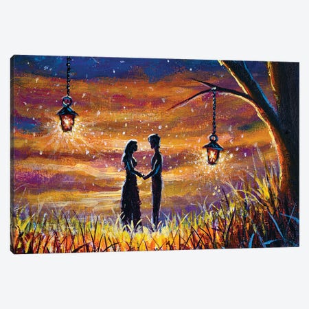 Romantic Mystic Lovers On Beautiful Night Canvas Print #VRY788} by Valery Rybakow Canvas Print