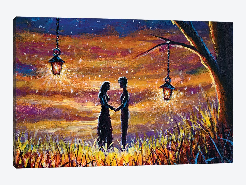 Romantic Mystic Lovers On Beautiful Night by Valery Rybakow 1-piece Art Print