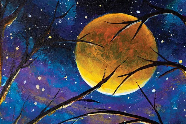 Valery Rybakow: Mystic Night Starry Sky Space Moon by Valery Rybakow