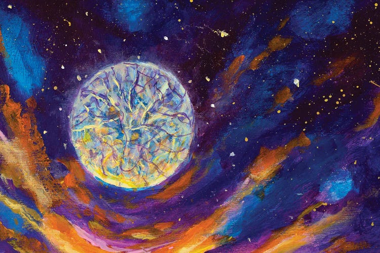 Mystic Starry Night Sky Space Moon