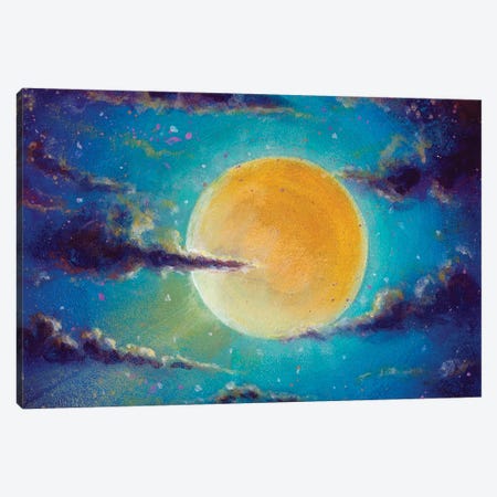Mystic Night Starry Sky Space Moon Canvas Print #VRY795} by Valery Rybakow Canvas Print