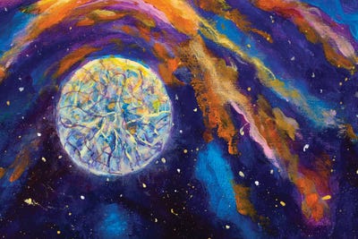 Mystic Night Starry Sky Space Moon Fantasy by Valery Rybakow canvas print