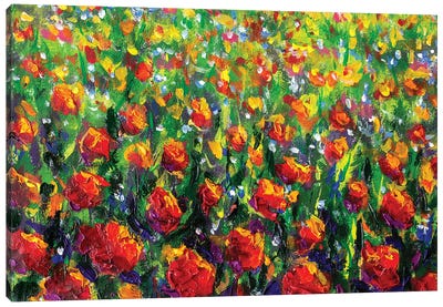 Red Rose Field Canvas Art Print - Valery Rybakow