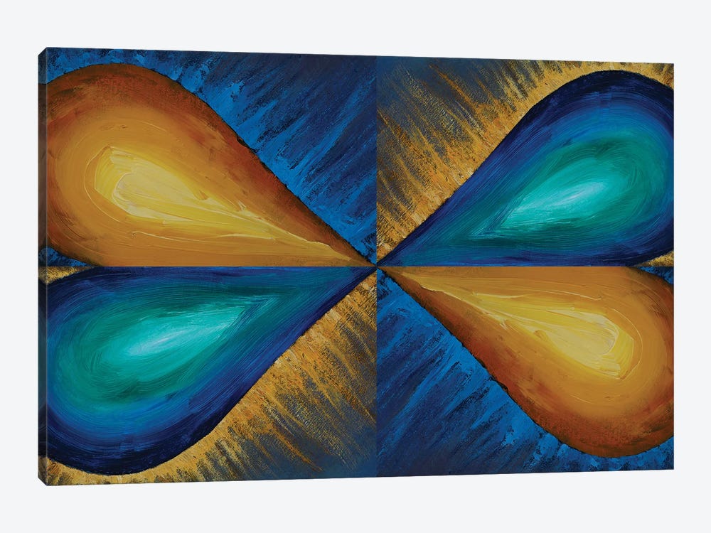 Orange And Blue Balloons Are Symmetrically Arranged by Valery Rybakow 1-piece Canvas Artwork
