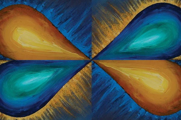Valery Rybakow: Orange And Blue Balloons Are Symmetrically Arranged by Valery Rybakow