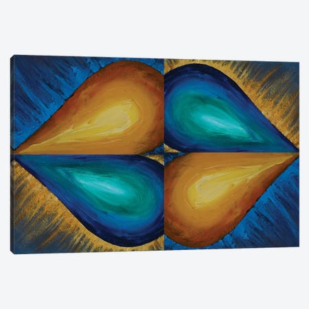 Orange And Blue Balloons Are Symmetrically Arranged On Background Canvas Print #VRY815} by Valery Rybakow Canvas Wall Art