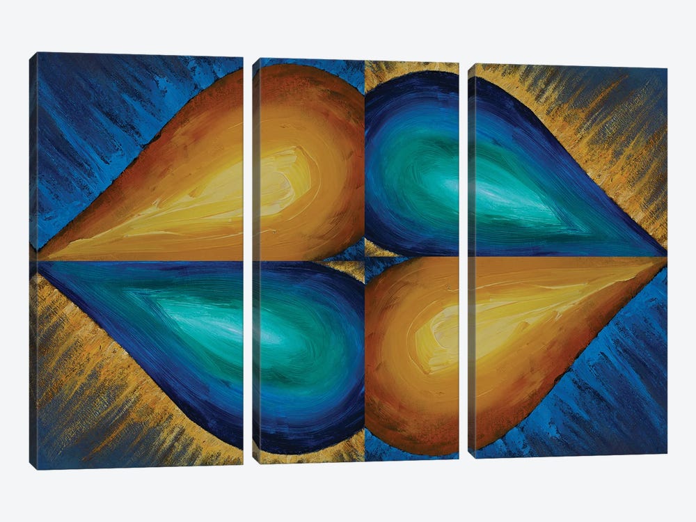 Orange And Blue Balloons Are Symmetrically Arranged On Background 3-piece Canvas Print
