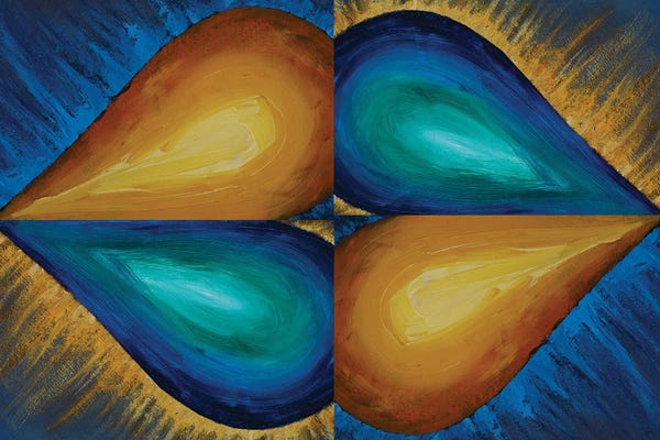 Valery Rybakow: Orange And Blue Balloons Are Symmetrically Arranged On Background by Valery Rybakow