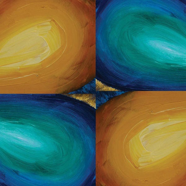 Valery Rybakow: Orange And Blue Balloons by Valery Rybakow