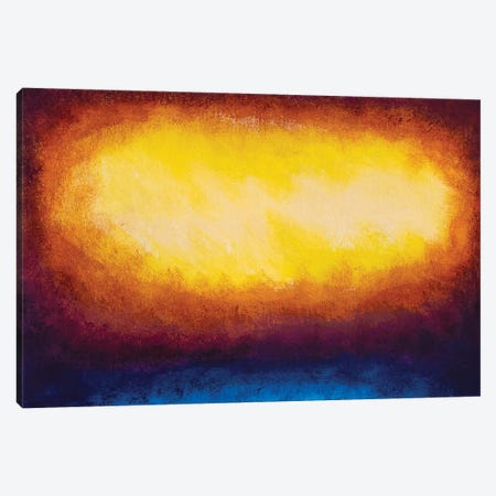 Beautiful Glow Of Orange Yellow In The Darkness Of Space And Blue Art Background Canvas Print #VRY819} by Valery Rybakow Art Print