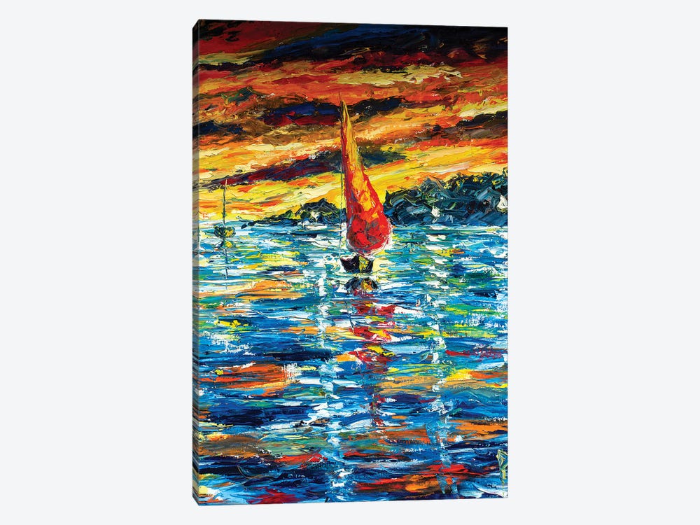 Red Ship At Sunset by Valery Rybakow 1-piece Canvas Art Print