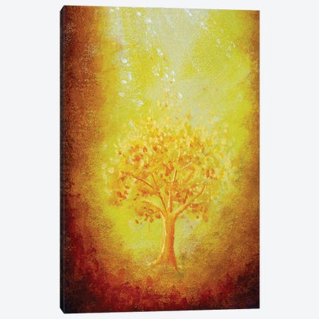Vertical Illustration Of A Living Luminous Tree Against The Backdrop Of A Bright Solar Glow Canvas Print #VRY822} by Valery Rybakow Canvas Art