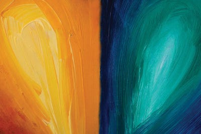 Orange And Blue Acrylic by Valery Rybakow framed wall art