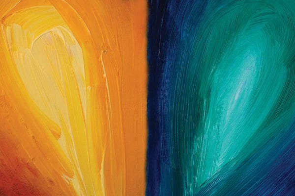 Valery Rybakow: Orange And Blue Acrylic by Valery Rybakow