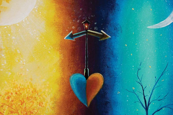 Valery Rybakow: Lantern With Path Arrows On The Heart by Valery Rybakow