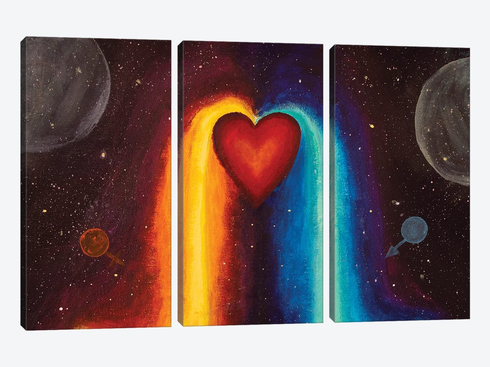 Heart Illustration The Concept Of Opposite Energies by Valery Rybakow 3-piece Canvas Wall Art