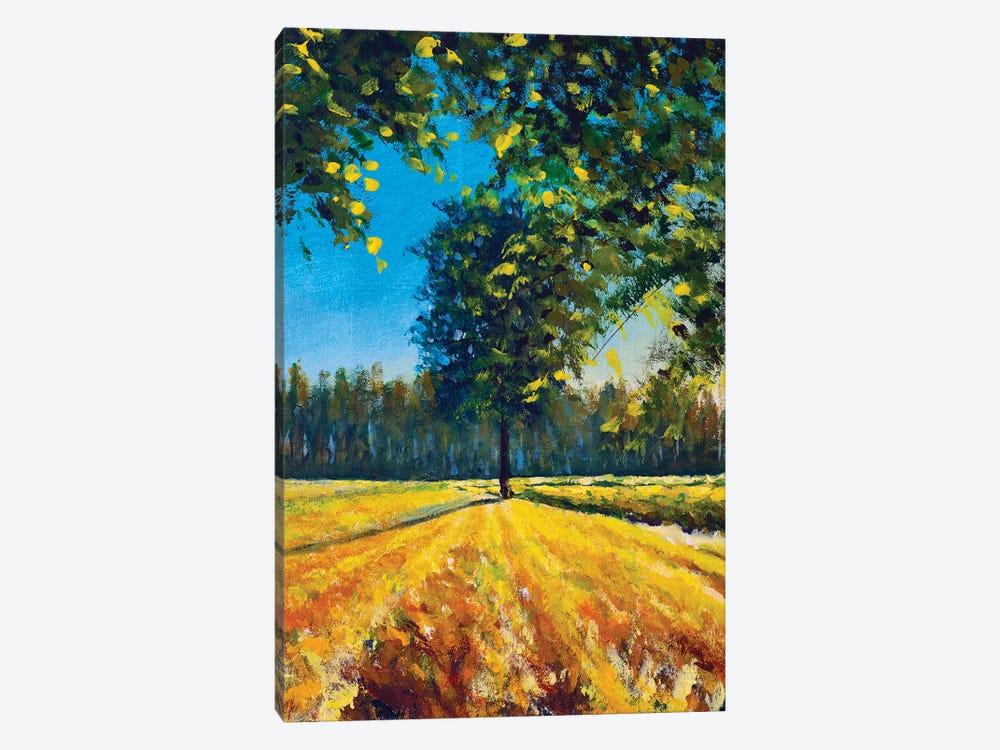 Warm Summer Landscape Nature Big Tree In The Field by Valery Rybakow 1-piece Canvas Print