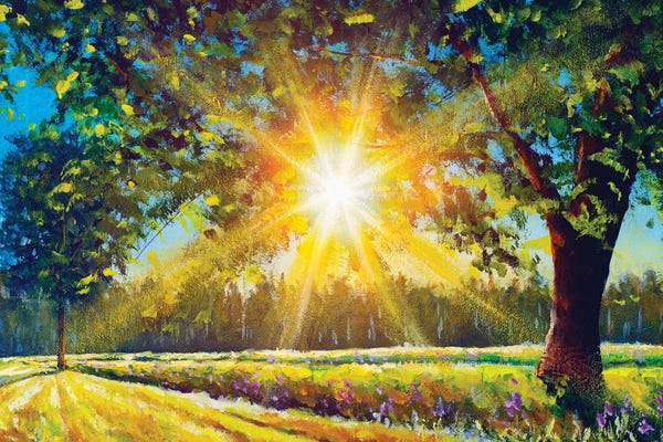 Valery Rybakow: Big Oak Tree In The Sun I by Valery Rybakow