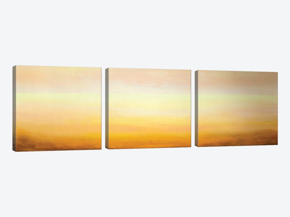 Extra Wide Panorama Delicate Light Yellow Pink Horizon by Valery Rybakow 3-piece Canvas Wall Art