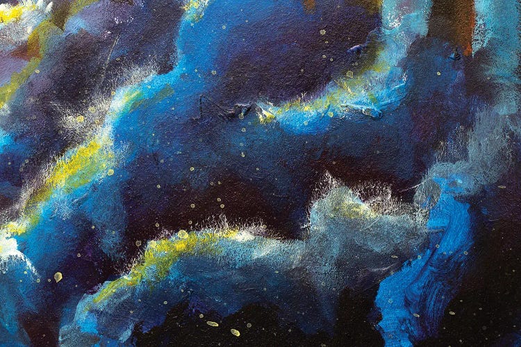 Abstract Blue Cosmos Night Clouds With Stars