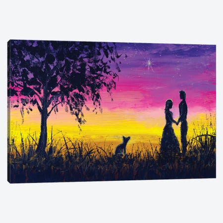 Love Background. Meeting Of Lovers At A Beautiful Sunset Canvas Print #VRY854} by Valery Rybakow Canvas Artwork