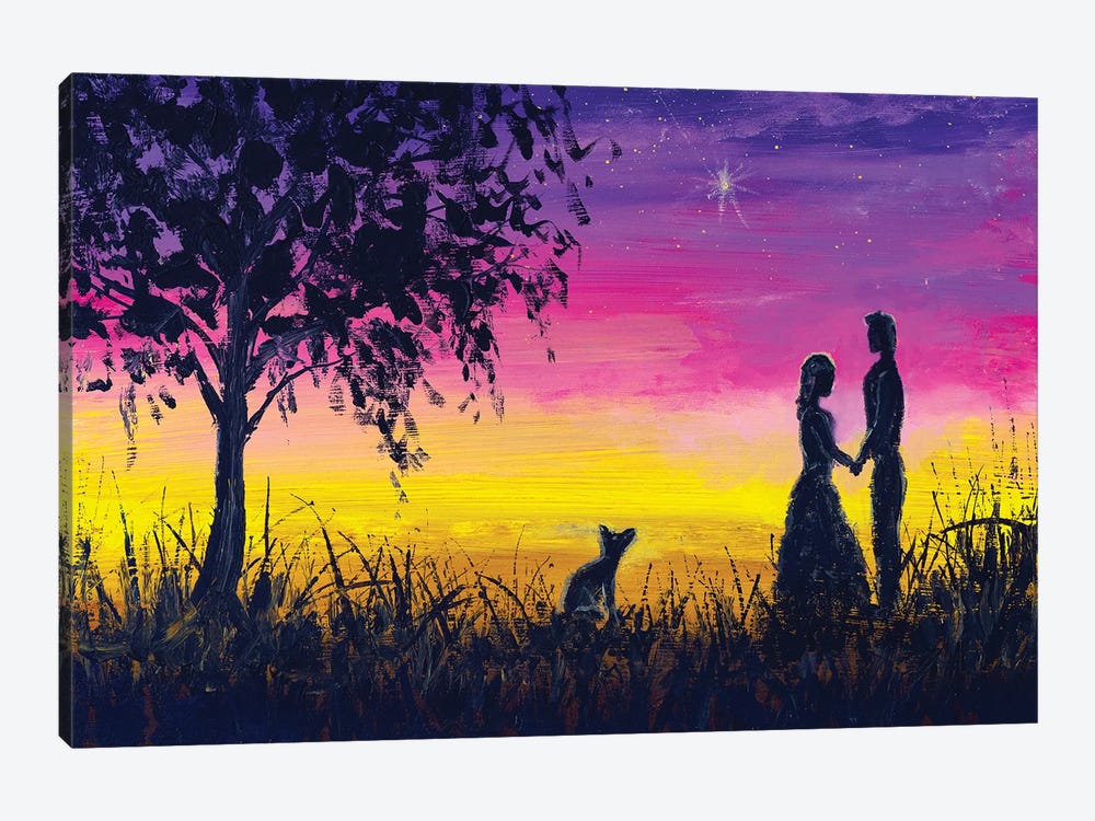 Love Background. Meeting Of Lovers At A Beautiful Sunset by Valery Rybakow 1-piece Canvas Art