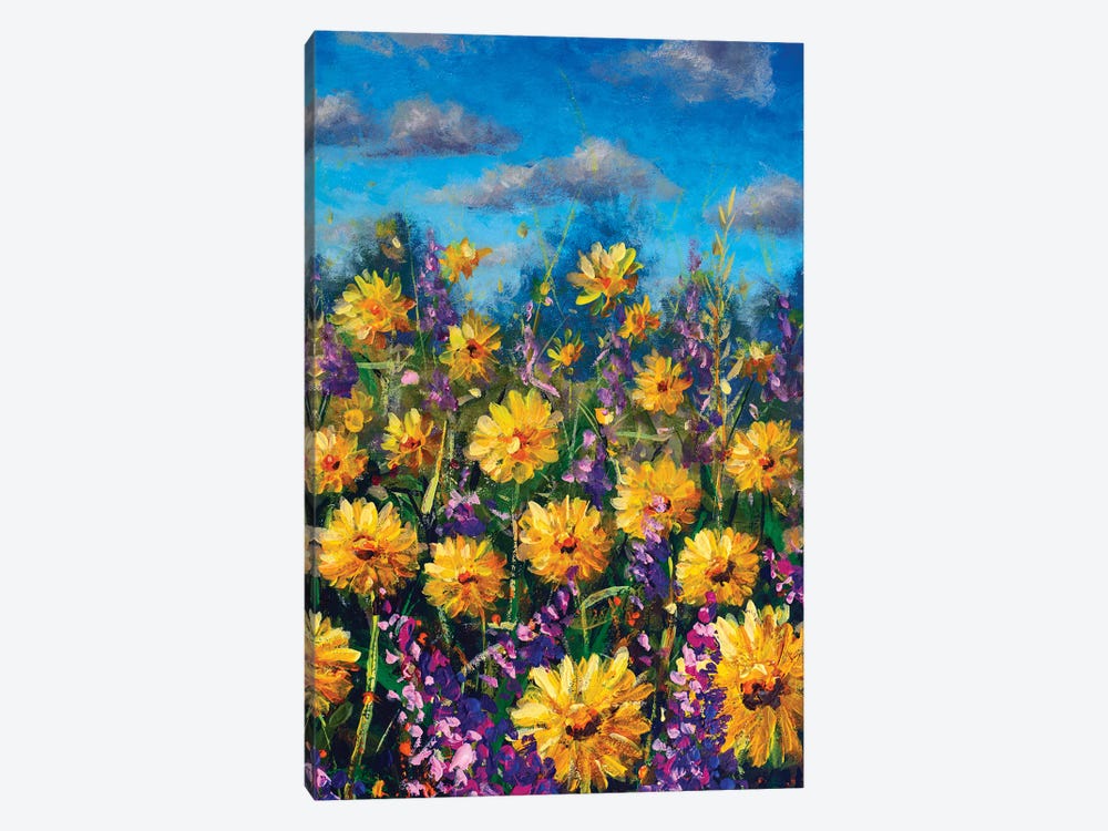 Yellow Wildflowers Chamomile And Purple Flowers by Valery Rybakow 1-piece Art Print