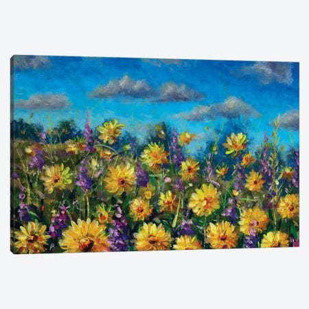 Beautiful Field Flowers Wildflower Art Canvas Print #VRY874} by Valery Rybakow Canvas Artwork