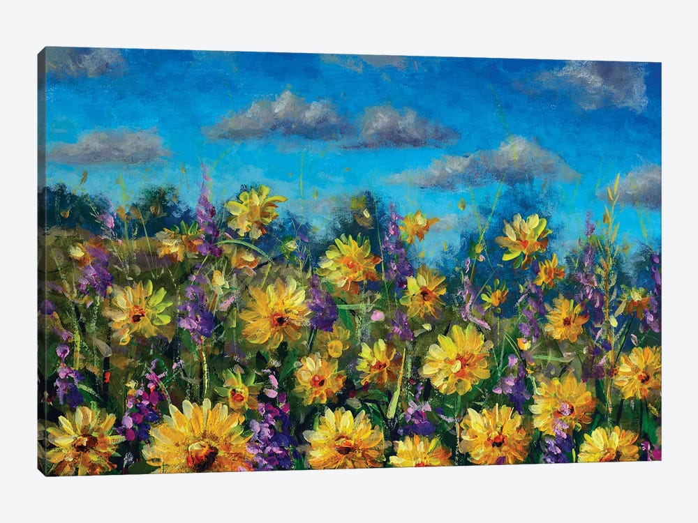 Beautiful Field Flowers Wildflower Art by Valery Rybakow 1-piece Canvas Artwork