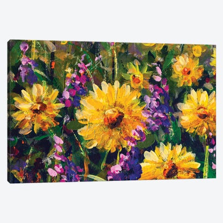 Flowers Painting Impressionism Paint Landscape Flower Meadow Oil Canvas Print #VRY875} by Valery Rybakow Canvas Artwork