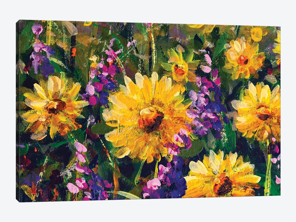 Flowers Painting Impressionism Paint Landscape Flower Meadow Oil by Valery Rybakow 1-piece Art Print