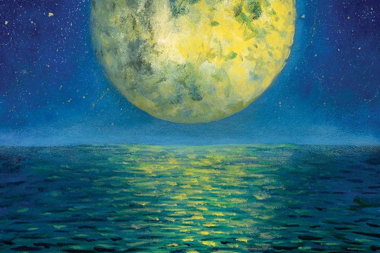 Moon And Sea Of Night Seascape Painting