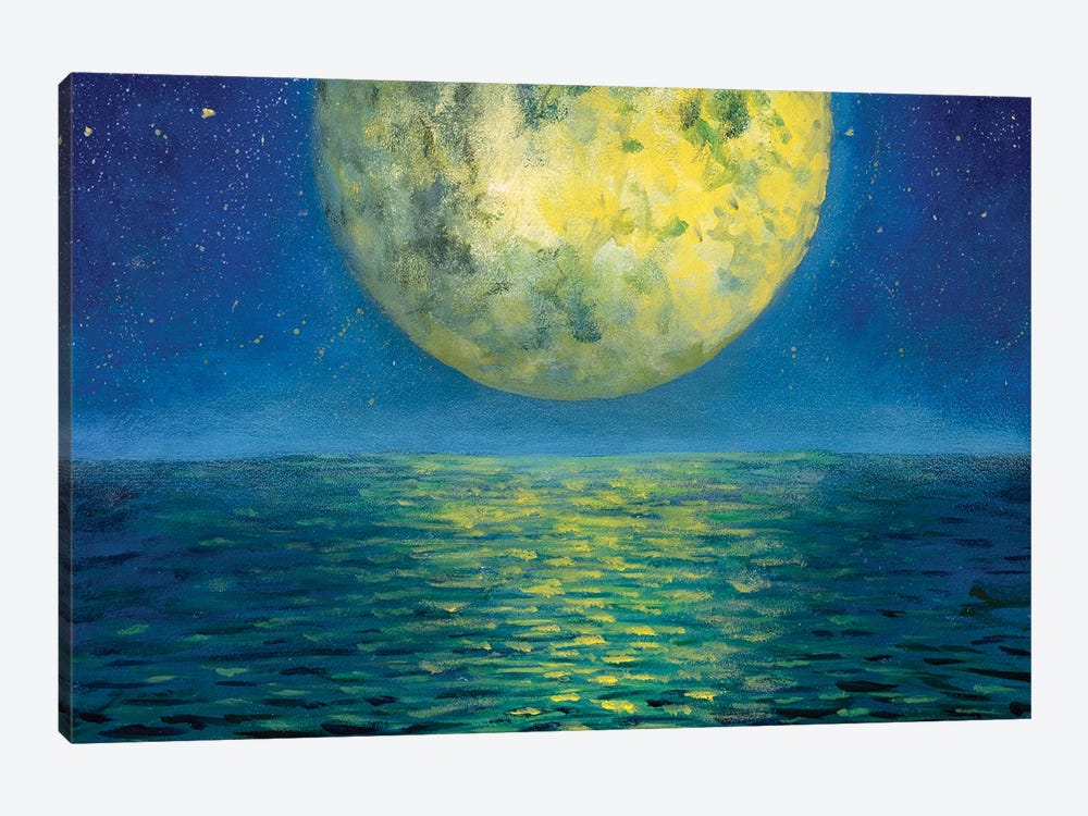 Moon And Sea Of Night Seascape Painting by Valery Rybakow 1-piece Canvas Wall Art
