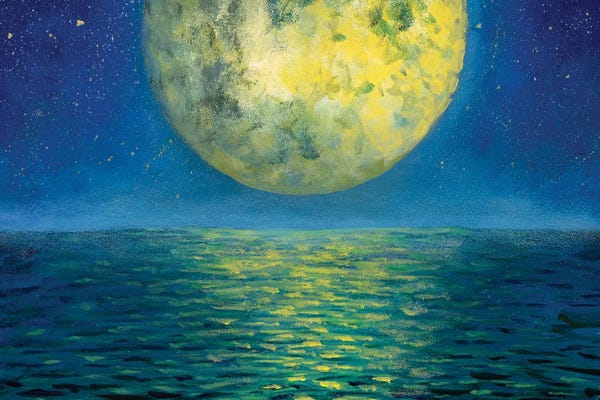 Valery Rybakow: Moon And Sea Of Night Seascape Painting by Valery Rybakow