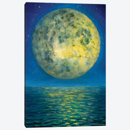 Beautiful Big Planet Moon And Ocean Canvas Print #VRY878} by Valery Rybakow Canvas Print