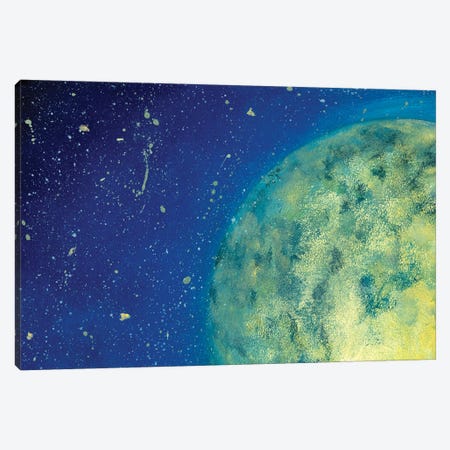 Painting Of Moon, Beautiful Big Planet Moon In Space Canvas Print #VRY879} by Valery Rybakow Canvas Art Print