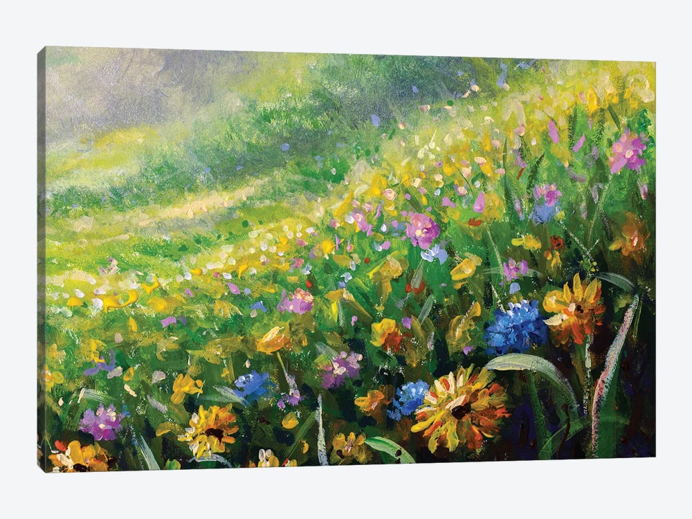 Meadow In Spring And Summer Wildflowers Daisies by Valery Rybakow 1-piece Art Print
