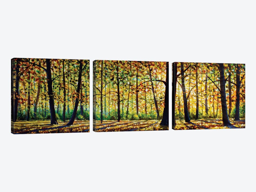Autumn Forest Landscape by Valery Rybakow 3-piece Canvas Artwork