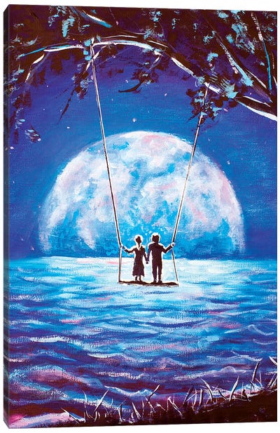 Big Moon For Lovers Canvas Art Print - Valery Rybakow